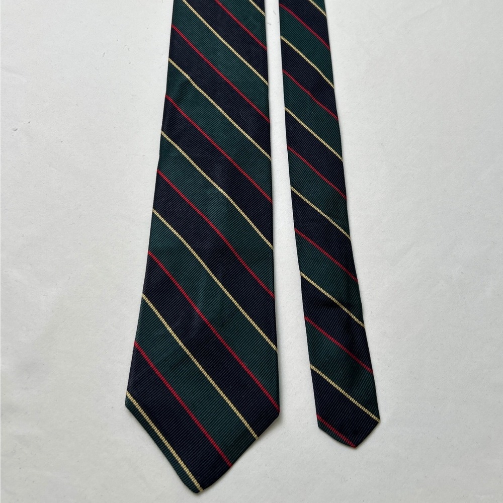Jos A Bank Men British Regimental Argyle Sutherland Silk Stripe Tie Green Preppy